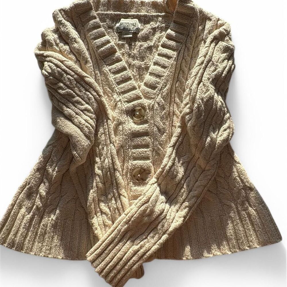 American-eagle Women's Cream and Tan Cardigan